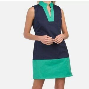 Sail To Sable (STS)  Colorblock Shift Dress Navy/Teal Sleeveless XS